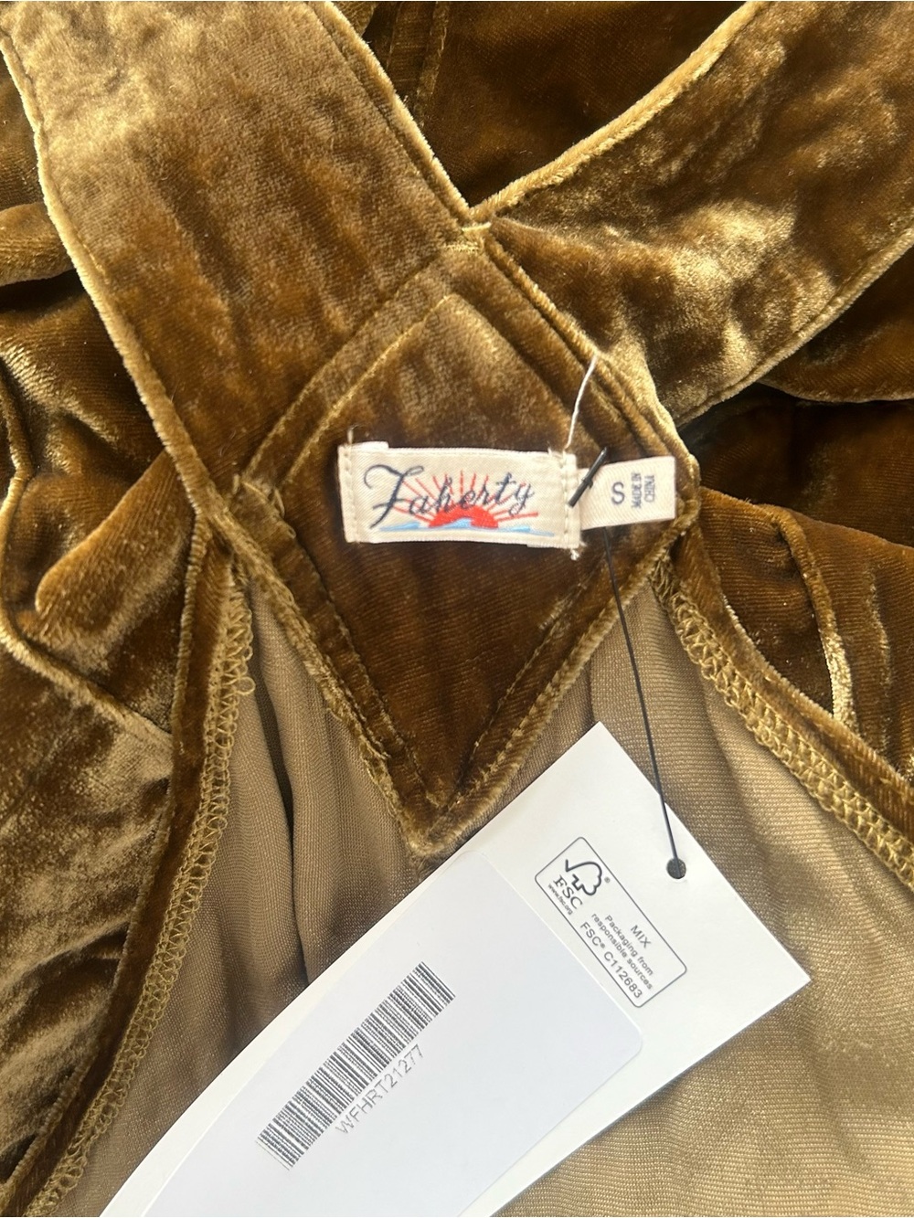Faherty Green Velvet Overalls Jumpsuit - Picture 7 of 9